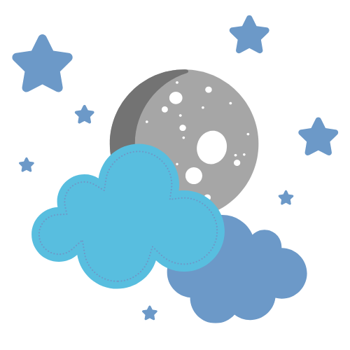Moon, clouds and stars