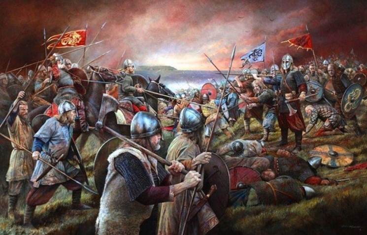 Vikings and Englishmen in battle against one another
