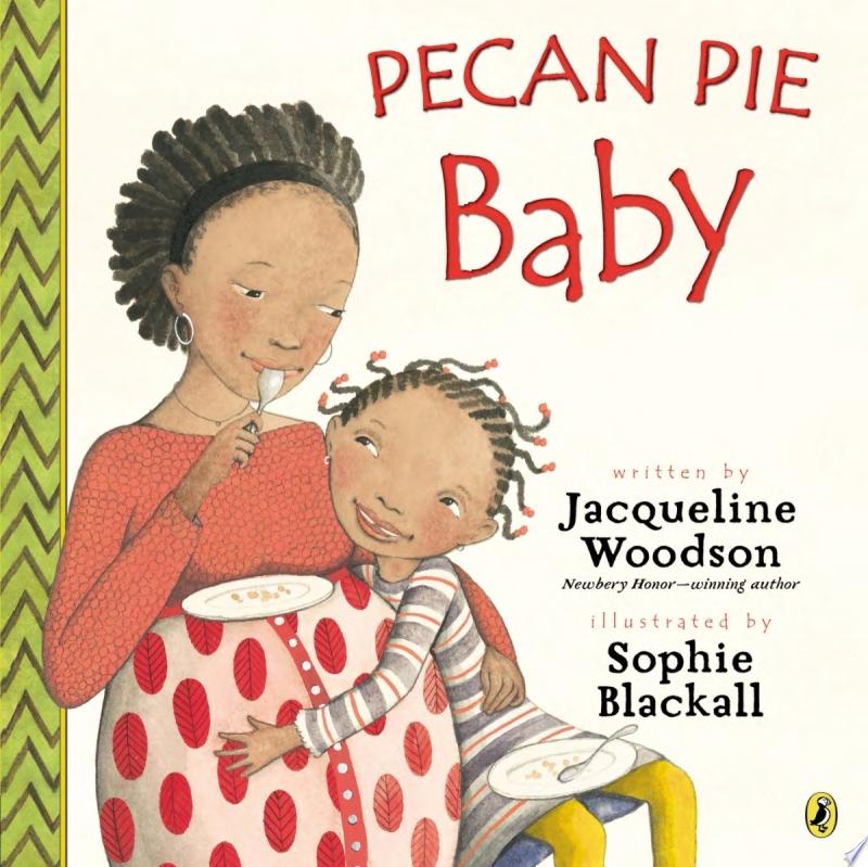 Image for "Pecan Pie Baby" - Illustration of a Parent and child looking at the parent's baby bump
