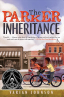 Image for "The Parker Inheritance"-an illustration of two Black children ride bicycles on a small town street