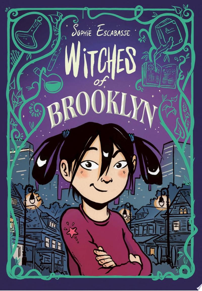 Image for "Witches of Brooklyn" - an illustration of an Asian American girl in pigtails smiling.