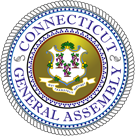 Connecticut General Assembly logo with crest in center.